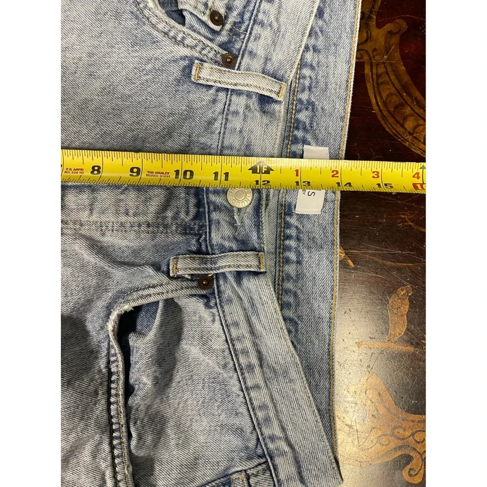 nuuds Curvy High Waisted Straight Leg Distressed Jeans Light Wash Blue Grunge 29